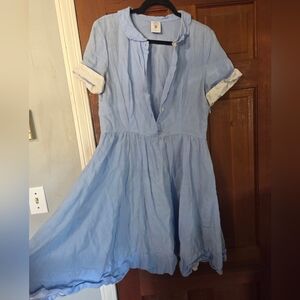 Son de Flor Light Blue Linen Dress